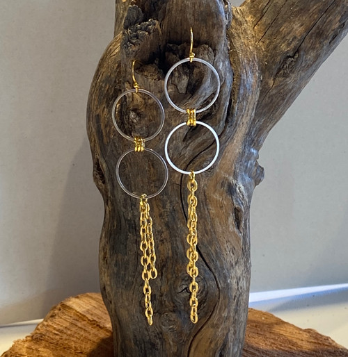 Double Silver Rings + Gold Chains