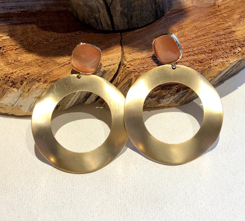 Wide Gold Hoop + Saffron Post 