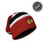 Hockey Sockey Chicago Blackhawks NHL Floppy Hat, red knit beanie with black and white stripes and the Chicago Blackhawks logo.