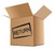 Return Form, open cardboard box with a stamp that says 'RETURN' on the side.
