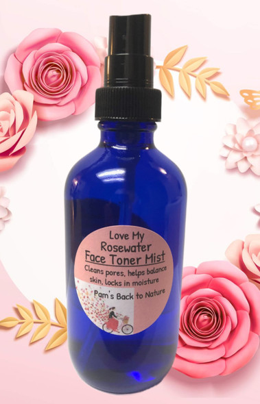 Love My Rosewater Face Toner & Hydrating Mist ~ 4.5 oz Glass Spray Bottle