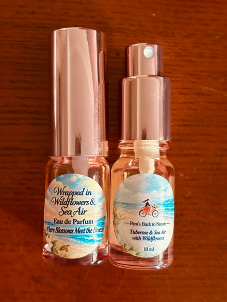 Wrapped in Wildflowers & Sea Air - 10 ml pretty glass spray bottle