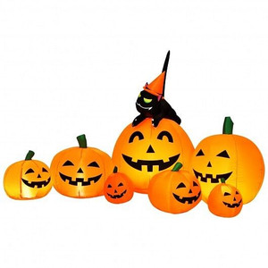 Halloween 7.5 Feet Inflatable Pumpkin Combo with Witch Black Cat - Color: Orange - Size: 7.5 ft D681-CM23449US Halloween 7.5 Feet Inflatable Pumpkin Combo with Witch Black Cat - Color: Orange - Size: 7.5 ft D681-CM23449US