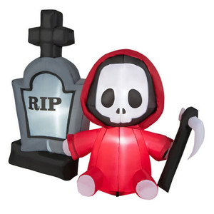 5 Feet Inflatable Halloween Ghost Holding Sickle and Tombstone Yard Decor - Color: Multicolor - Siz D681-CM23962US 5 Feet Inflatable Halloween Ghost Holding Sickle and Tombstone Yard Decor - Color: Multicolor - Siz D681-CM23962US