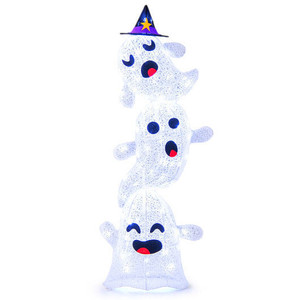 4 FT Lighted Standing Halloween Decoration Stacked Ghosts with 120 LED Lights - Color: White D681-CM24773US 4 FT Lighted Standing Halloween Decoration Stacked Ghosts with 120 LED Lights - Color: White D681-CM24773US
