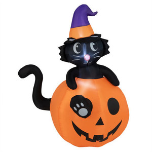 5 Feet Inflatable Halloween Pumpkin with Witch's Black Cat - Color: Multicolor D681-CM23897US 5 Feet Inflatable Halloween Pumpkin with Witch's Black Cat - Color: Multicolor D681-CM23897US