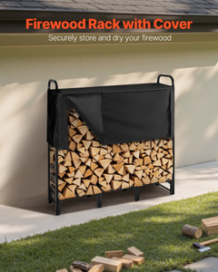 VEVOR 4 ft Outdoor Firewood Rack with Waterproof Cover 1/4 Cord Log Holder E415-HWDCJ4FT20MMXR42A001V0 VEVOR 4 ft Outdoor Firewood Rack with Waterproof Cover 1/4 Cord Log Holder E415-HWDCJ4FT20MMXR42A001V0
