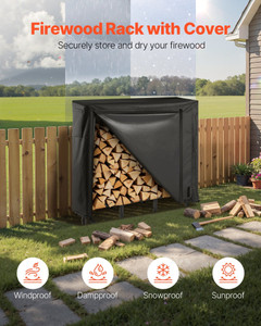 VEVOR 4 ft Outdoor Firewood Rack with Cover 1/4 Cord Storage Metal Log Holder E415-HWDCJ4FT20MMYL0PX001V0 VEVOR 4 ft Outdoor Firewood Rack with Cover 1/4 Cord Storage Metal Log Holder E415-HWDCJ4FT20MMYL0PX001V0