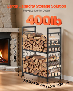 VEVOR 2 Tier Indoor Firewood Rack with Fireplace Tools 1.3 ft Log Wood Holder E415-SNMJSNSCK13FAYBYM001V0 VEVOR 2 Tier Indoor Firewood Rack with Fireplace Tools 1.3 ft Log Wood Holder E415-SNMJSNSCK13FAYBYM001V0