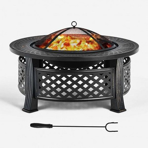 Outdoor Fire Pit with BBQ Grill and High-temp Resistance Finish - Color: Black D681-JV10178 Outdoor Fire Pit with BBQ Grill and High-temp Resistance Finish - Color: Black D681-JV10178