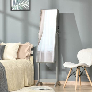 2-in-1 Jewelry Storage Cabinet Full Length Mirror in Gray Wood Finish 2-in-1 Jewelry Storage Cabinet Full Length Mirror in Gray Wood Finish