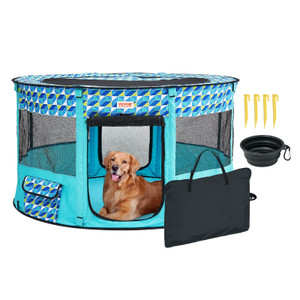 Foldable Pet Playpen, 44'' x 44'' x 24'' Portable Dog Playpen, Crate Kennel for Puppy, Dog, Cat, Wa Foldable Pet Playpen, 44'' x 44'' x 24'' Portable Dog Playpen, Crate Kennel for Puppy, Dog, Cat, Wa