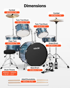 Drum Set, 5-Piece 22 in Junior Drum Sets, Beginner Drums Set with Adjustable Throne, Cymbal, and Dr E415-WJTJZGLSLS5JXE7AR001V0 Drum Set, 5-Piece 22 in Junior Drum Sets, Beginner Drums Set with Adjustable Throne, Cymbal, and Dr E415-WJTJZGLSLS5JXE7AR001V0