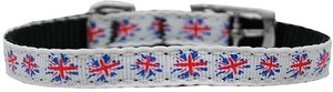Graffiti Union Jack(UK Flag) Nylon Dog Collar with classic buckle 3/8" Size 14 S528-126-021 3814 Graffiti Union Jack(UK Flag) Nylon Dog Collar with classic buckle 3/8" Size 14 S528-126-021 3814