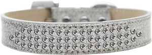 Three Row Clear Crystal Ice Cream Dog Collar Silver Size 18 S528-619-1 18-SV Three Row Clear Crystal Ice Cream Dog Collar Silver Size 18 S528-619-1 18-SV