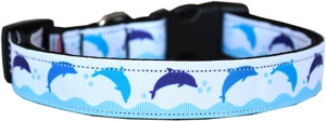 Blue Dolphins Nylon Dog Collar LG S528-125-273 LG Blue Dolphins Nylon Dog Collar LG S528-125-273 LG