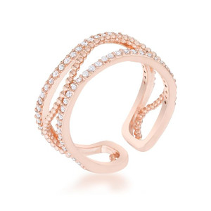 Marina 0.5ct CZ Rose Gold Abstract Cuff Ring R599-R08491A-C01 Marina 0.5ct CZ Rose Gold Abstract Cuff Ring R599-R08491A-C01