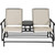 2-Person Rocking Loveseat with Mesh Fabric and Tempered Glass Table - Color: Beige D681-OP70357BE 2-Person Rocking Loveseat with Mesh Fabric and Tempered Glass Table - Color: Beige D681-OP70357BE