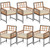 Set of 6 Patio Dining Chairs Acacia Wood Armchairs with Cushions - Color: Beige D681-HW73162BN-23+HW73162BN-33 Set of 6 Patio Dining Chairs Acacia Wood Armchairs with Cushions - Color: Beige D681-HW73162BN-23+HW73162BN-33