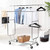 Heavy Duty Double Bar Clothes Hanging Garment Rack on Lockable Wheels Heavy Duty Double Bar Clothes Hanging Garment Rack on Lockable Wheels