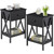 Set of 2 - Rustic 1 Drawer Black Nightstand with X-Shaped Sides Set of 2 - Rustic 1 Drawer Black Nightstand with X-Shaped Sides