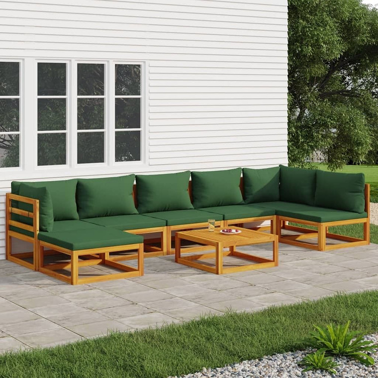 Garden Lounge Set Natural wood, Green cushions A949-3155337