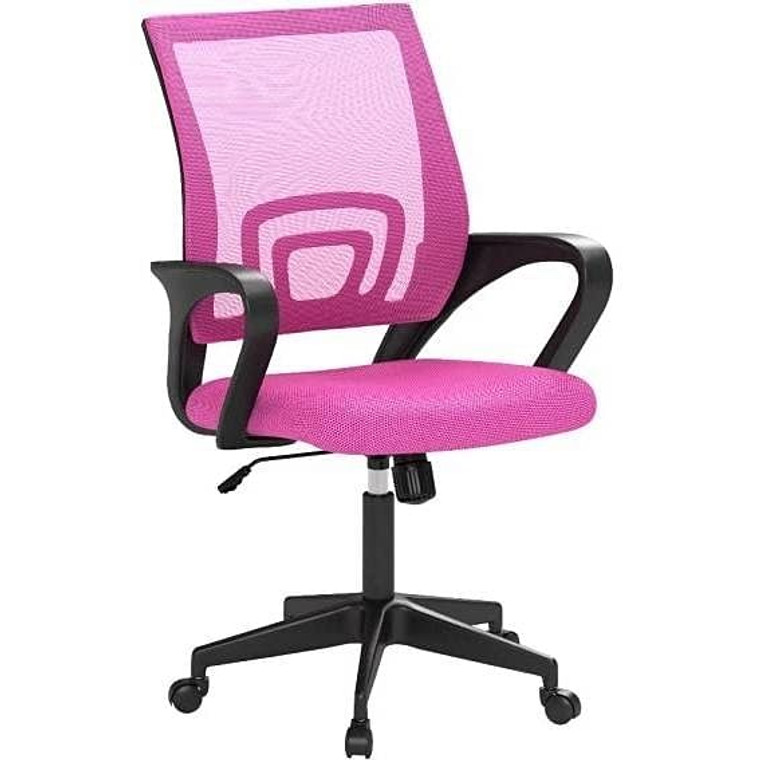 Pink Modern Mid-Back Ergonomic Mesh Office Desk Chair with Armrest on Wheels Q280-PHOCLAB5291925483