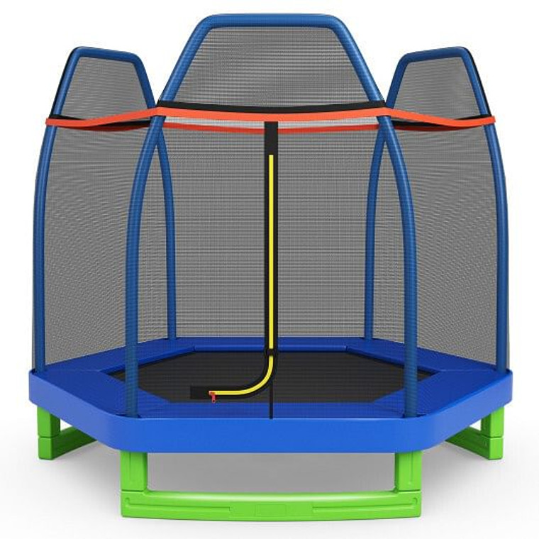 7 Feet Kids Recreational Bounce Jumper Trampoline-Blue - Color: Blue D681-TW10053BL