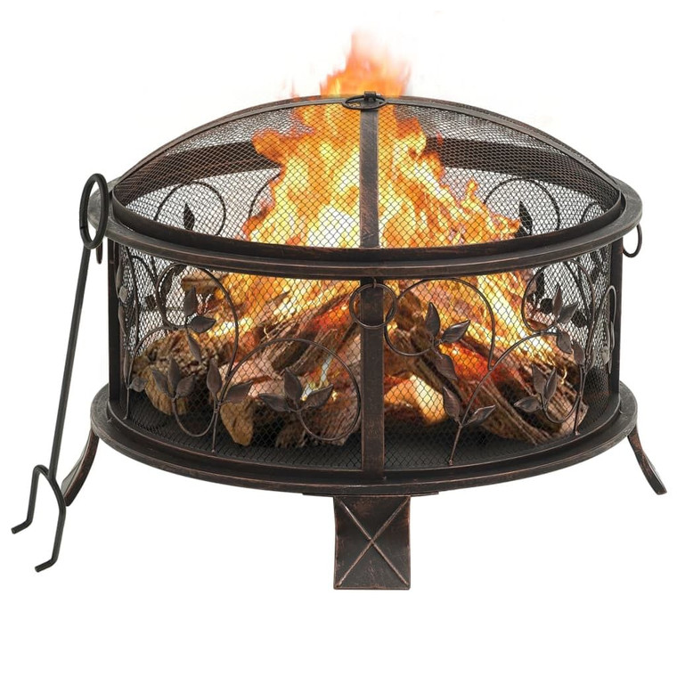 Rustic Fire Pit with Poker 26.6" XXL Steel A949-311891 Rustic Fire Pit with Poker 26.6" XXL Steel A949-311891