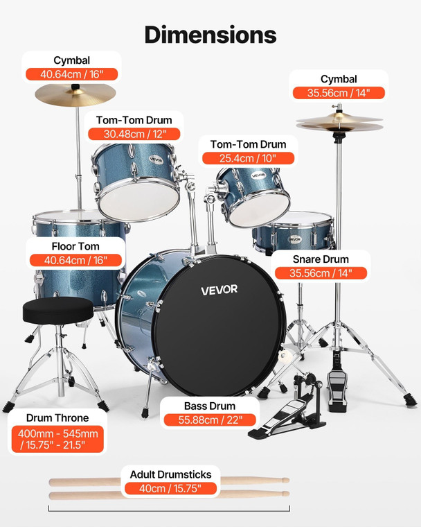Drum Set, 5-Piece 22 in Junior Drum Sets, Beginner Drums Set with Adjustable Throne, Cymbal, and Dr E415-WJTJZGLSLS5JXE7AR001V0 Drum Set, 5-Piece 22 in Junior Drum Sets, Beginner Drums Set with Adjustable Throne, Cymbal, and Dr E415-WJTJZGLSLS5JXE7AR001V0