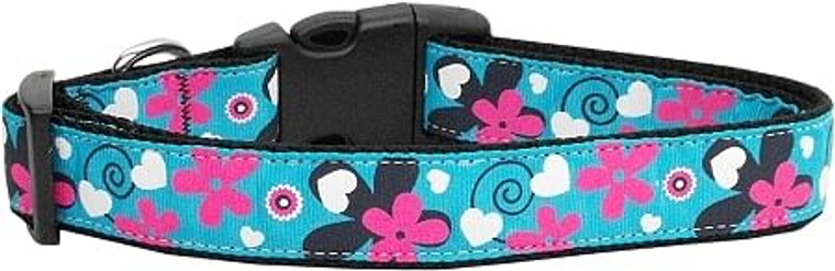 Aqua Love Nylon Dog Collar Medium Narrow S528-125-057 MDN Aqua Love Nylon Dog Collar Medium Narrow S528-125-057 MDN