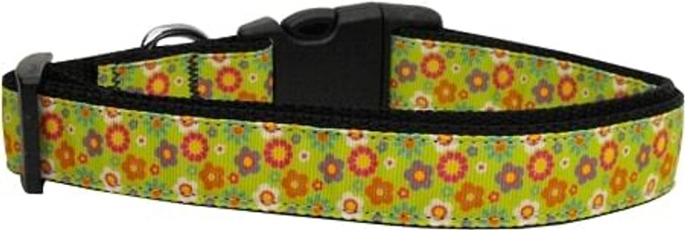 Lime Spring Flowers Nylon Dog Collar Medium Narrow S528-125-129 MDN Lime Spring Flowers Nylon Dog Collar Medium Narrow S528-125-129 MDN