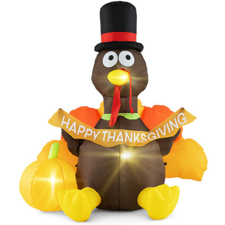 5 FT Inflatable Turkey with Pumpkin and LED Lights for Indoor Party - Color: Multicolor - Size: 5 ft D681-CM24942US 5 FT Inflatable Turkey with Pumpkin and LED Lights for Indoor Party - Color: Multicolor - Size: 5 ft D681-CM24942US