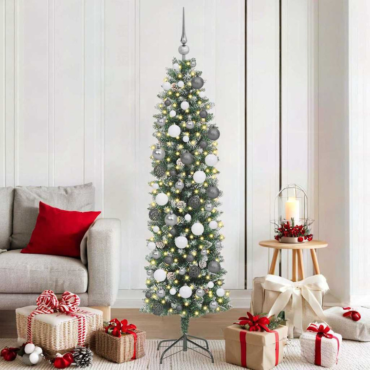 Artificial Slim Christmas Tree with 300 LEDs Green 70.87 in A949-3395292  Artificial Slim Christmas Tree with 300 LEDs Green 70.87 in A949-3395292