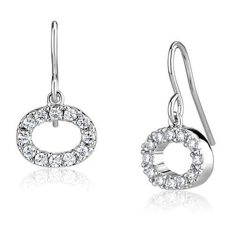 3W1278 - Rhodium Brass Earrings with AAA Grade CZ  in Clear A874-3W1278