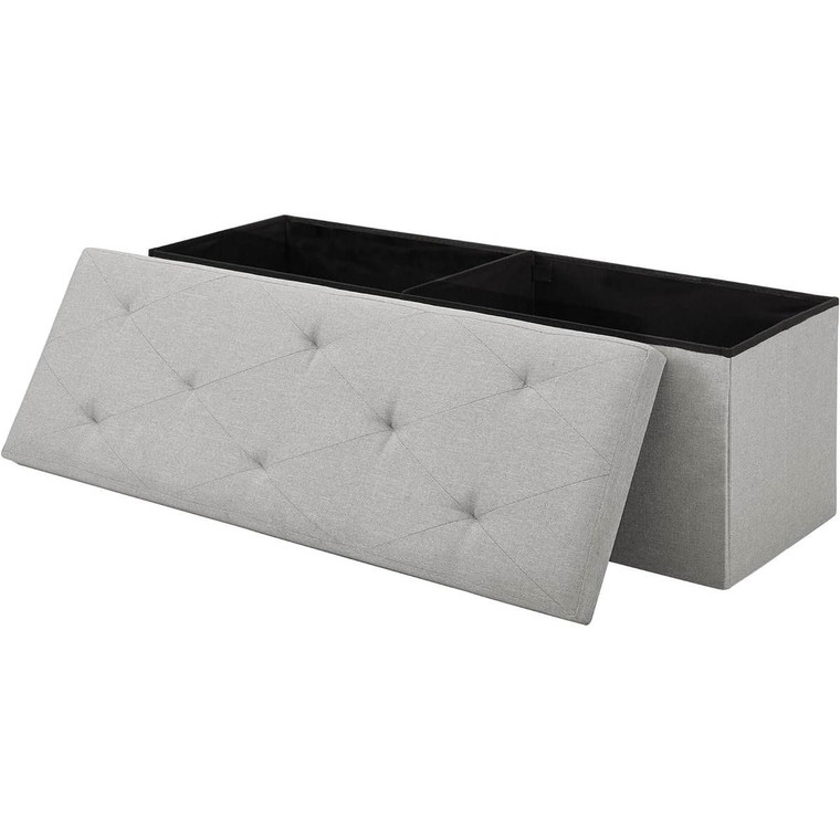Light Grey Linen Upholstered Bedroom Living Room Entryway Storage Bench Ottoman Q280-FTLGFSB491725836