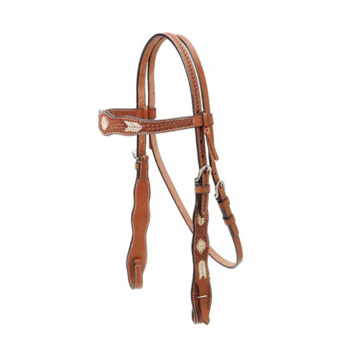 We offer the Shaped Browband Western Headstall with Braided Rawhide Overlay for sale