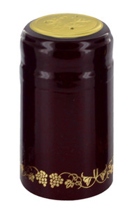 BURGUNDY/GOLD GRAPES PVC SHRINK CAPSULES 12 Pack BURGUNDY/GOLD GRAPES PVC SHRINK CAPSULES 12 Pack
