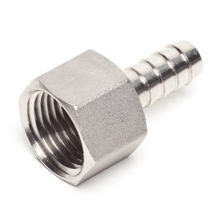 STAINLESS STEEL 3/8" BARBED HOSE FITTING - 1/2" FEMALE NPT STAINLESS STEEL 3/8" BARBED HOSE FITTING - 1/2" FEMALE NPT