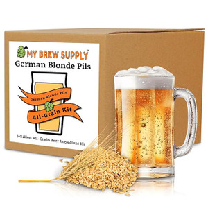 My Brew Supply German Blonde Pils Beer Brewing Kit | European 2-Row Pale Ale Malt | Munich Light Grain | Hallertau Pellet Hops | LalBrew Nottingham Yeast | 5 Gallon Advanced All Grain Home Brewing My Brew Supply German Blonde Pils Beer Brewing Kit | European 2-Row Pale Ale Malt | Munich Light Grain | Hallertau Pellet Hops | LalBrew Nottingham Yeast | 5 Gallon Advanced All Grain Home Brewing