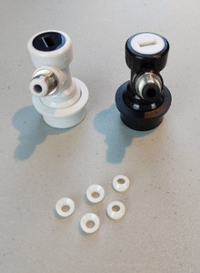 Ball Lock Disconnect (Gas In, Beverage Out Pair) Flare Connection w/flare washer Ball Lock Disconnect (Gas In, Beverage Out Pair) Flare Connection w/flare washer