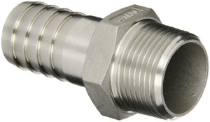 STAINLESS STEEL 1/2" BARBED HOSE FITTING - 1/2" MALE NPT STAINLESS STEEL 1/2" BARBED HOSE FITTING - 1/2" MALE NPT