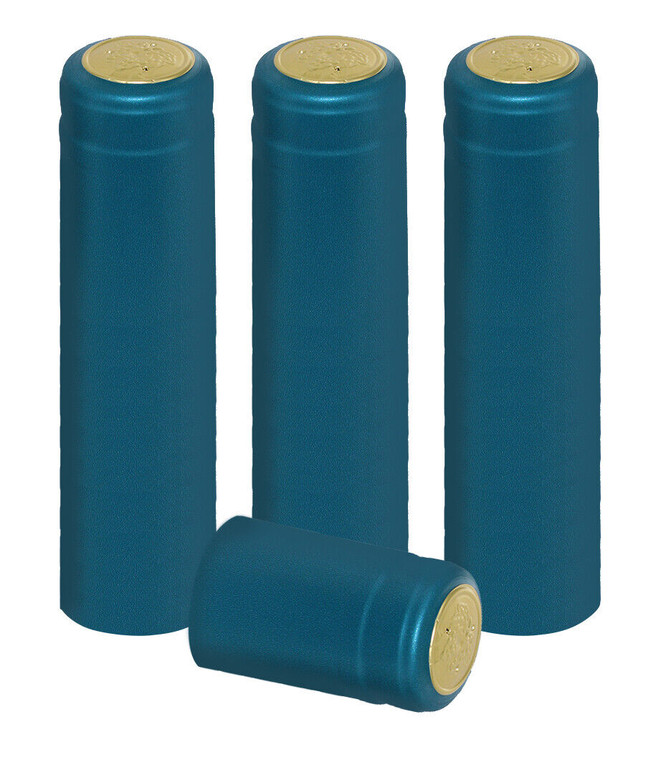 METALLIC SOLID LIGHT BLUE PVC SHRINK CAPSULES 30 Pack