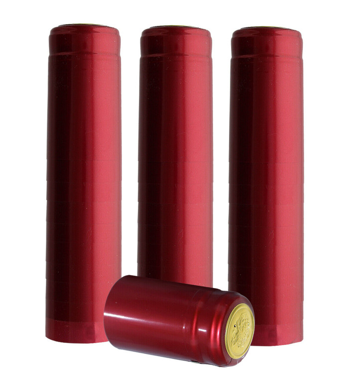 METALLIC SOLID RUBY RED PVC SHRINK CAPSULES 30 Pack