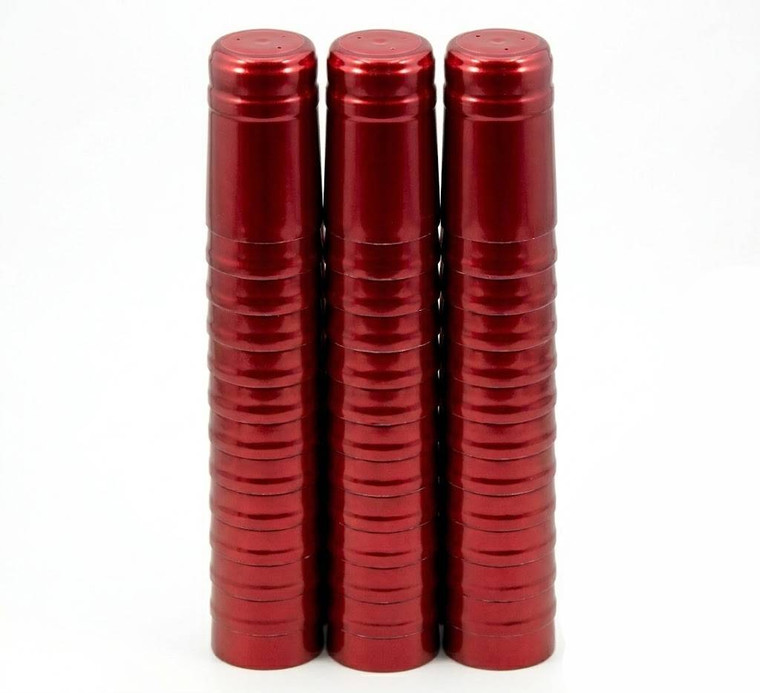 METALLIC SOLID RUBY RED PVC SHRINK CAPSULES 30 Pack