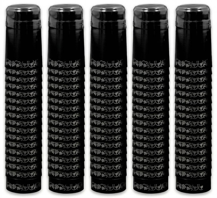 BLACK/SILVER GRAPES PVC SHRINK CAPSULE ON BOTTLE