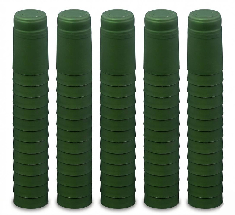 METALLIC SOLID GREEN PVC SHRINK CAPSULES 100 Pack