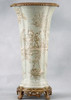 Celadon Toile Pattern - Luxury Hand Painted Porcelain and Gilt Bronze Ormolu - 21 Inch Tapered Vase