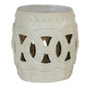 Finely Finished Ceramic Garden Stool - 20.5 Inch - Antiqued Ivory Finish