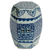 Finely Finished Ceramic Garden Stool - 19 Inch Hexagonal - Classic Blue and White Design